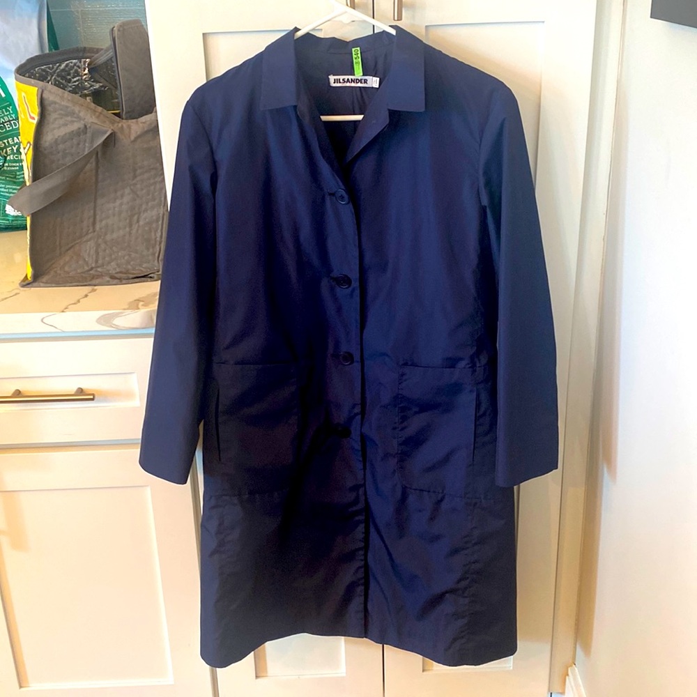 Blue Jill Sander Trench or Rain Coat size Small Medium